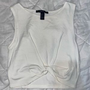 Forever 21 White Knot Crop Top